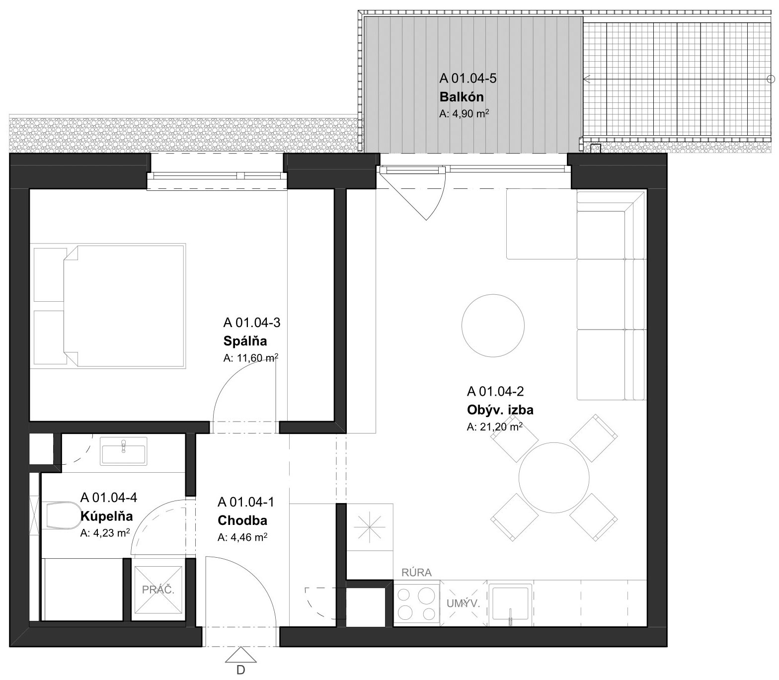 REZERVÁCIA (BD1_01.04) 2-izbový apartmán v projekte KRÁSNE V KRÁSNE - Krásno nad Kysucou