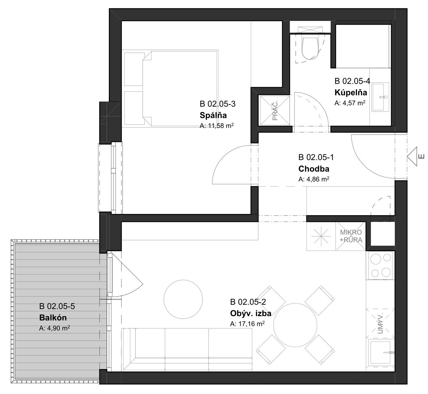  (BD2_02.05) 2-izbový byt v projekte KRÁSNE V KRÁSNE - Krásno nad Kysucou