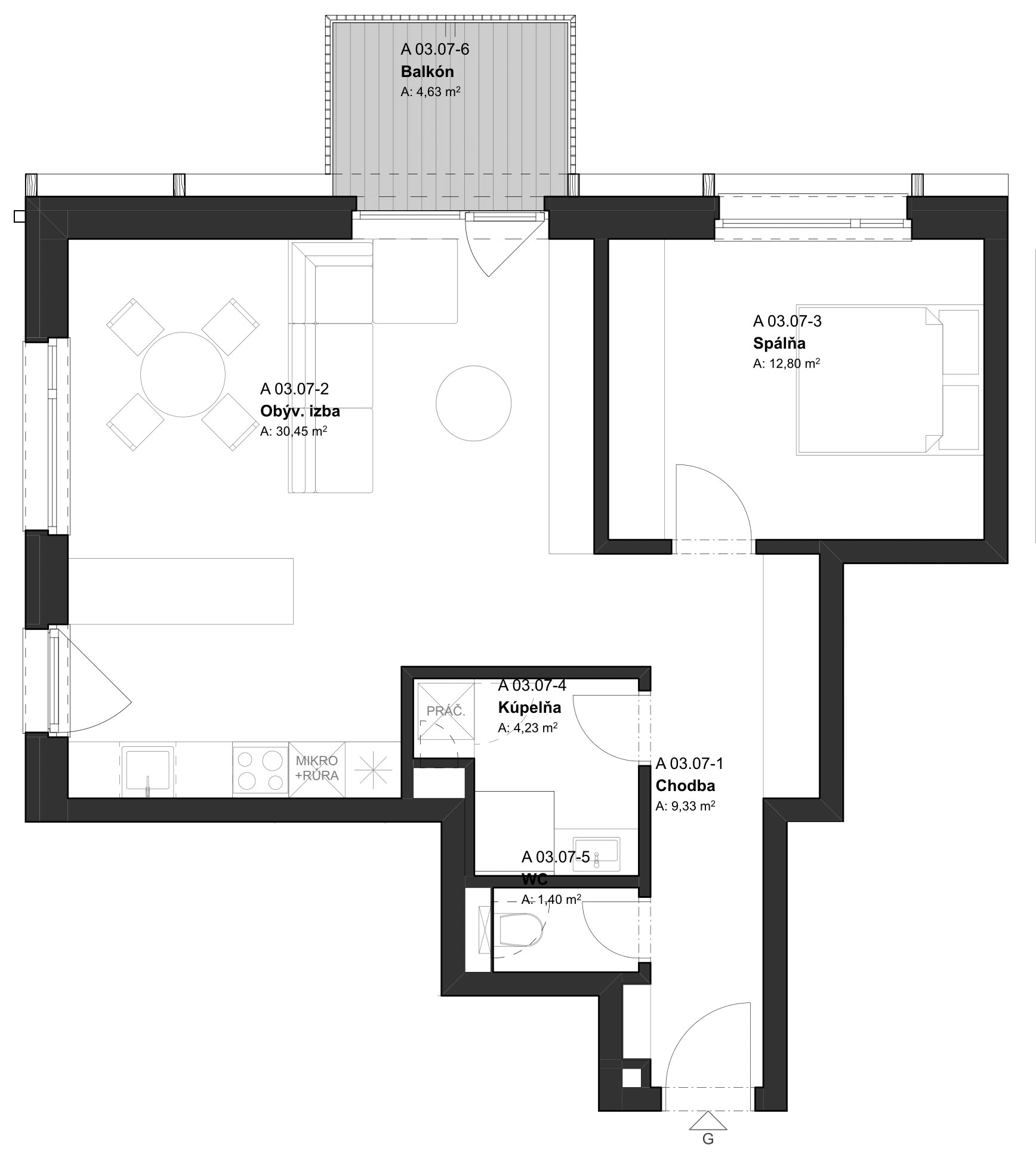 REZERVÁCIA BD1_03.07) 2-izbový byt v projekte KRÁSNE V KRÁSNE - Krásno nad Kysucou